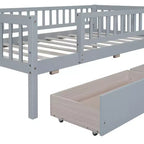 Lit de repos en bois avec deux tiroirs, taille simple, gris