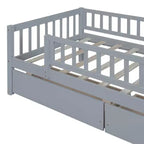 Lit de repos en bois avec deux tiroirs, taille simple, gris