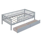 Lit de repos en bois avec deux tiroirs, taille simple, gris