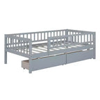 Lit de repos en bois avec deux tiroirs, taille simple, gris