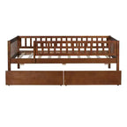 Lit de repos en bois avec deux tiroirs, taille simple, gris