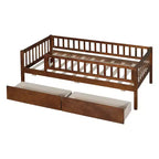 Lit de repos en bois avec deux tiroirs, taille simple, gris