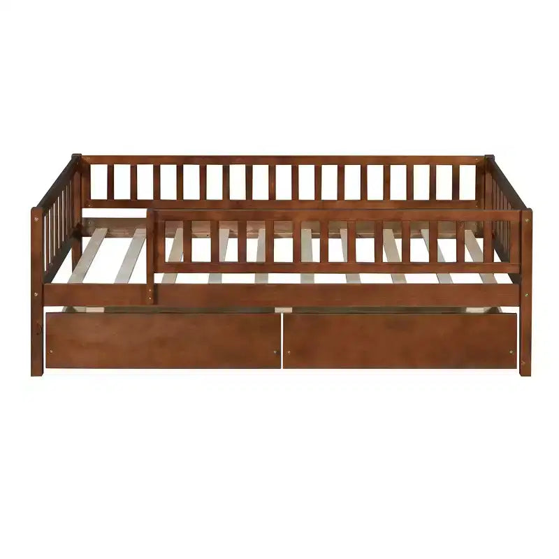 Lit de repos en bois avec deux tiroirs, taille simple, gris