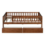 Lit de repos en bois avec deux tiroirs, taille simple, gris