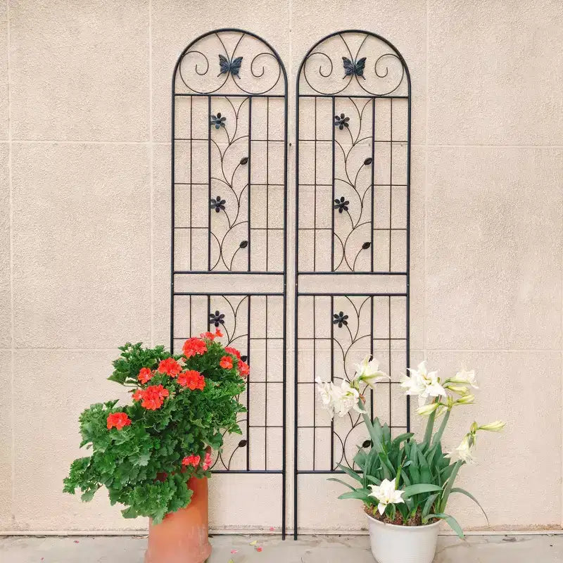 MAYEERTY 2-Pack 86.7x19.7in Metal Garden Trellis - Rustproof, Black, for Outdoor Climbing Plants & Flowers