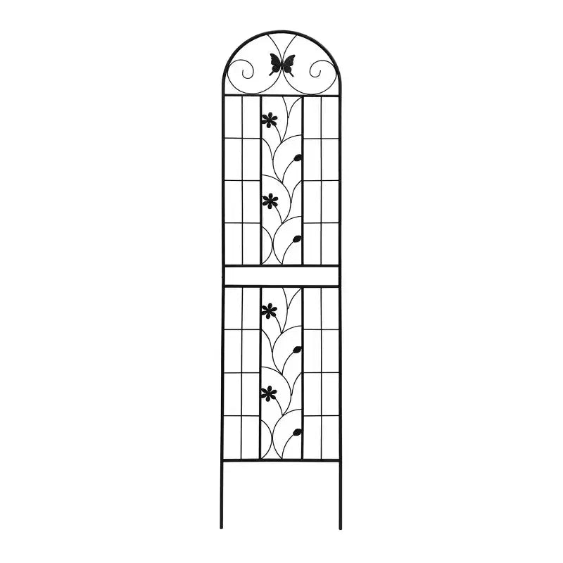 MAYEERTY Lot de 2 treillis de jardin en métal 220x50cm - Antirouille, noir, pour plantes grimpantes et fleurs d'extérieur