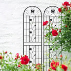 MAYEERTY Lot de 2 treillis de jardin en métal 220x50cm - Antirouille, noir, pour plantes grimpantes et fleurs d'extérieur