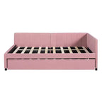 Full Size Upholstered Daybed with Trundle Sofa Bed Frame No Box Spring Needed Linen Fabric(Beige)