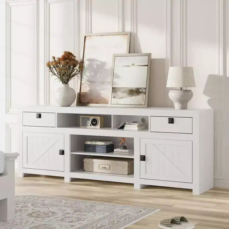 GustoWave 70.1 Farmhouse TV Stand, Media Console with Storage Drawers & Open Shelf for Living Room, Bedroom