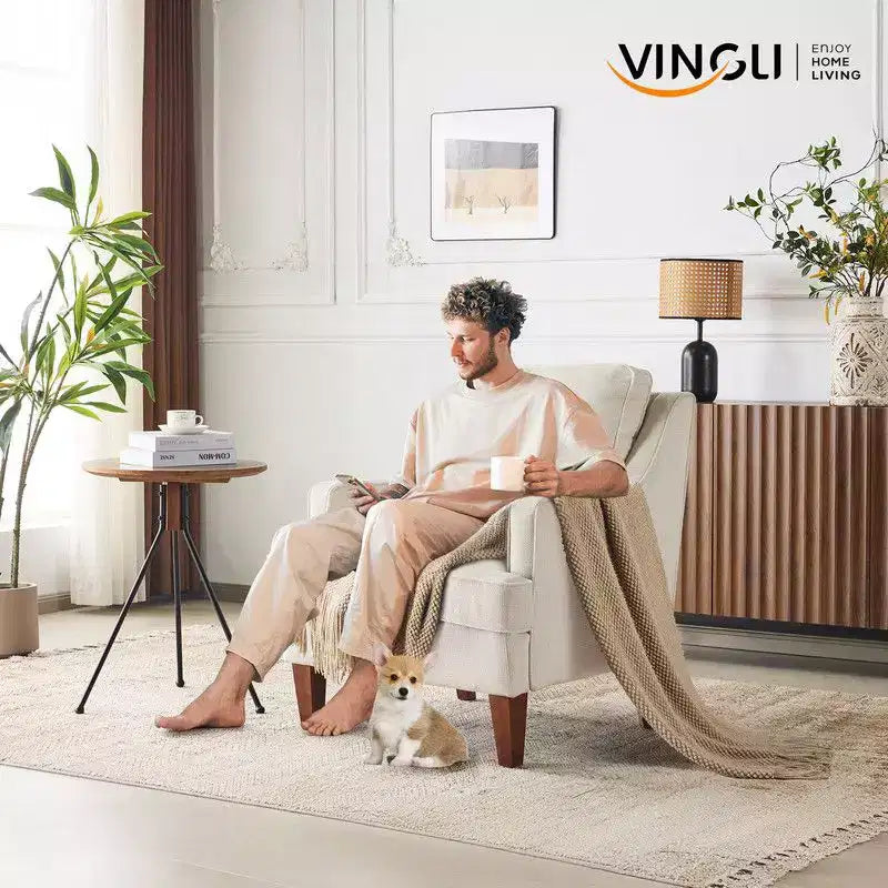 Karl Home |29 inch Wide T-Cushion Polyester Solid Wood Accent Chair