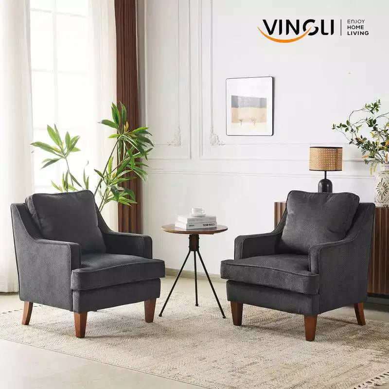 Karl Home |29 inch Wide T-Cushion Polyester Solid Wood Accent Chair