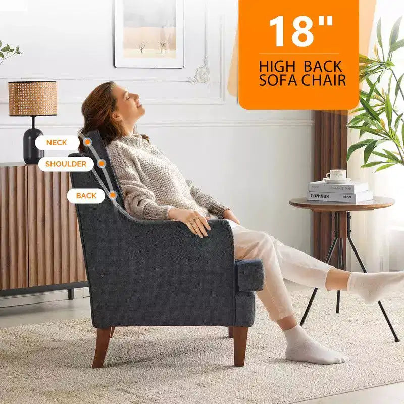 Karl Home |29 inch Wide T-Cushion Polyester Solid Wood Accent Chair