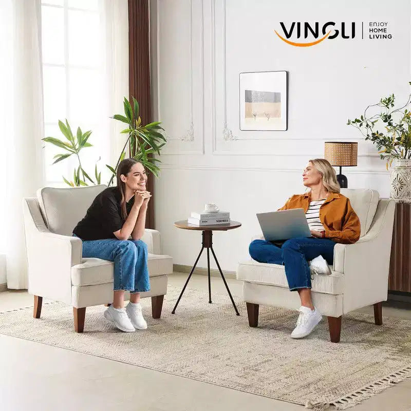 Karl Home |29 inch Wide T-Cushion Polyester Solid Wood Accent Chair