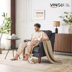 Karl Home |29 inch Wide T-Cushion Polyester Solid Wood Accent Chair