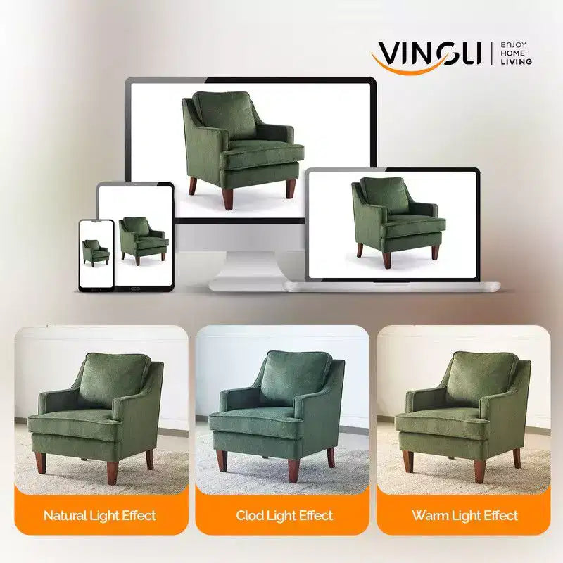 Karl Home |29 inch Wide T-Cushion Polyester Solid Wood Accent Chair