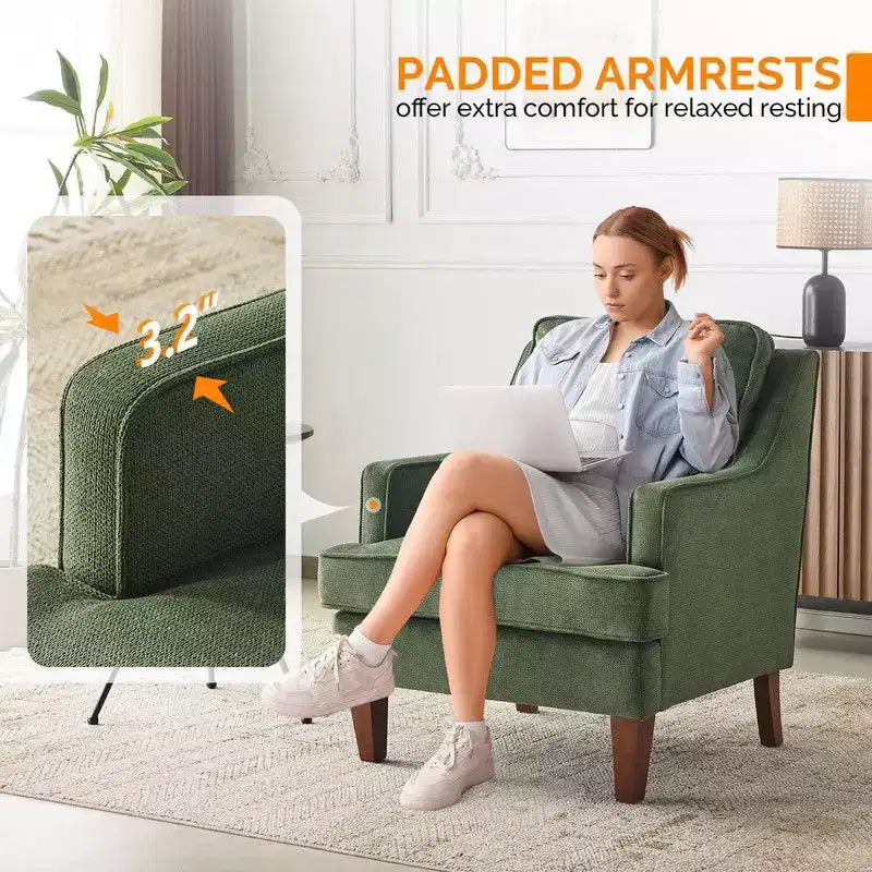 Karl Home |29 inch Wide T-Cushion Polyester Solid Wood Accent Chair