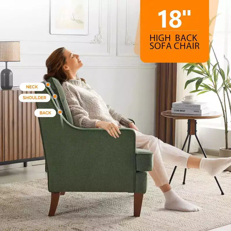 Karl Home |29 inch Wide T-Cushion Polyester Solid Wood Accent Chair
