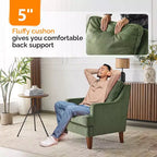 Karl Home |29 inch Wide T-Cushion Polyester Solid Wood Accent Chair