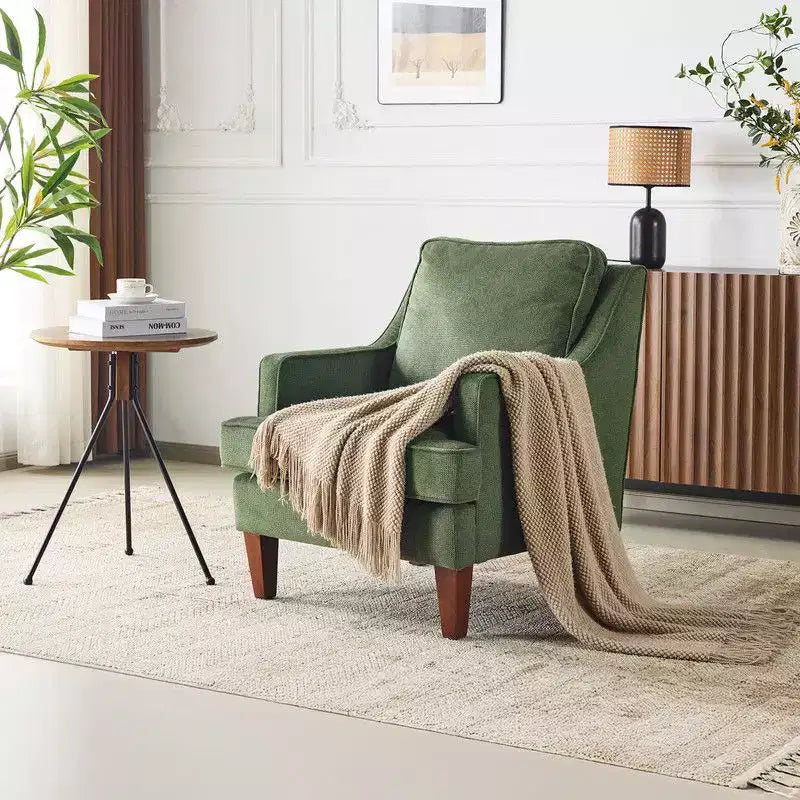 Karl Home |29 inch Wide T-Cushion Polyester Solid Wood Accent Chair