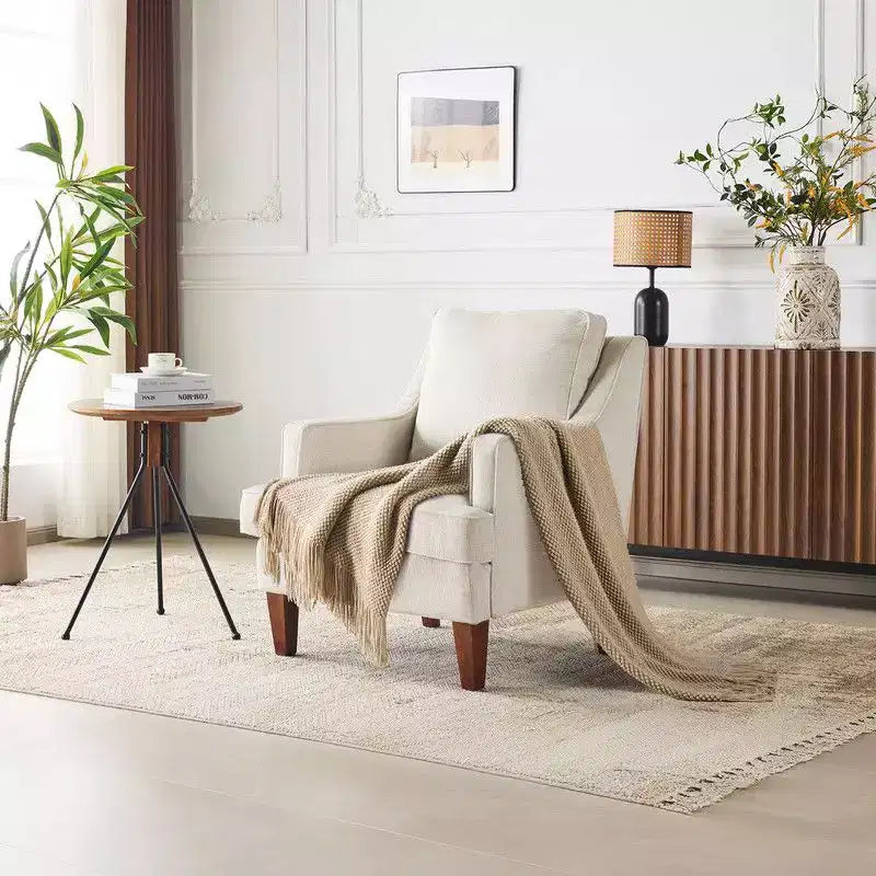 Karl Home |29 inch Wide T-Cushion Polyester Solid Wood Accent Chair