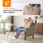 Karl Home |29 inch Wide T-Cushion Polyester Solid Wood Accent Chair