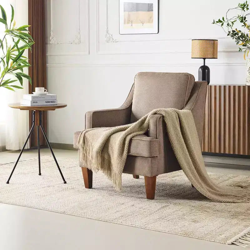 Karl Home |29 inch Wide T-Cushion Polyester Solid Wood Accent Chair