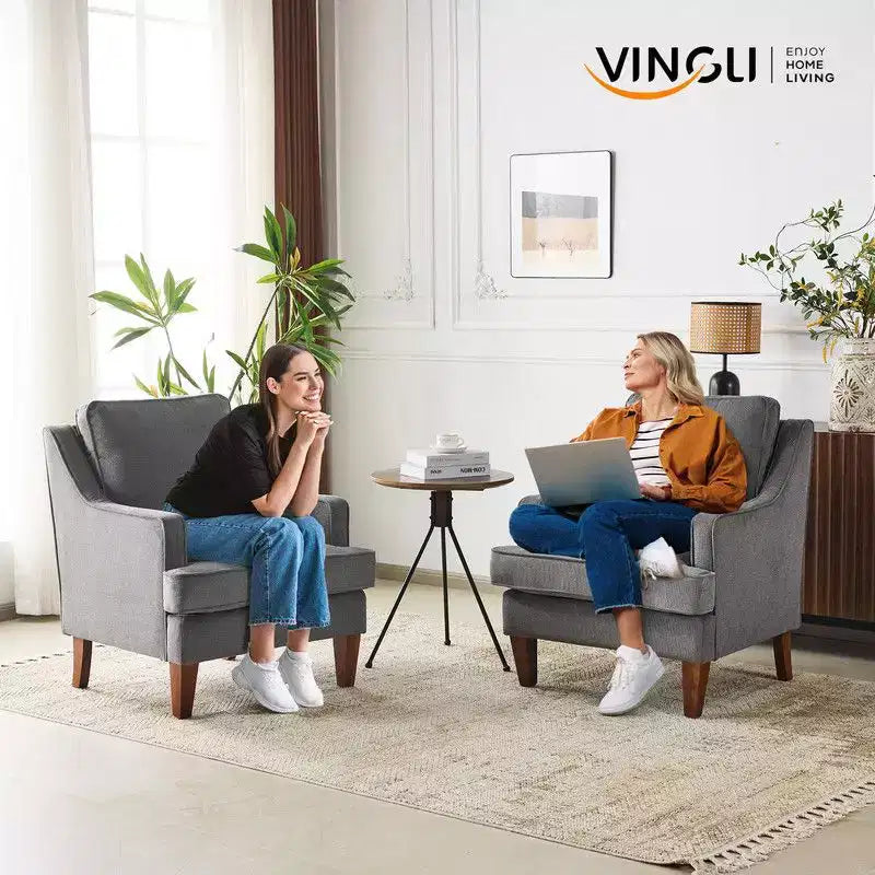 Karl Home |29 inch Wide T-Cushion Polyester Solid Wood Accent Chair