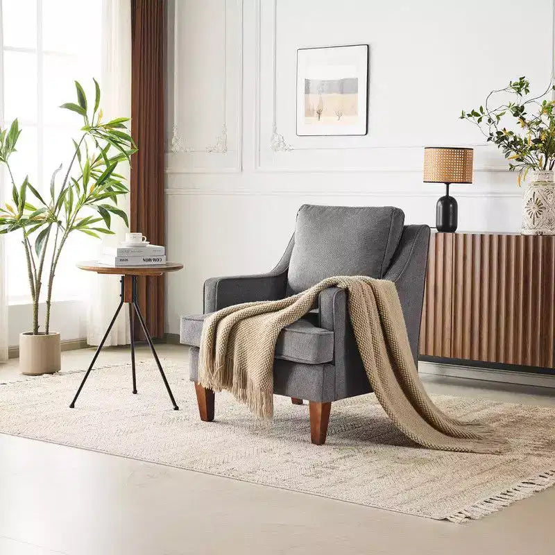 Karl Home |29 inch Wide T-Cushion Polyester Solid Wood Accent Chair