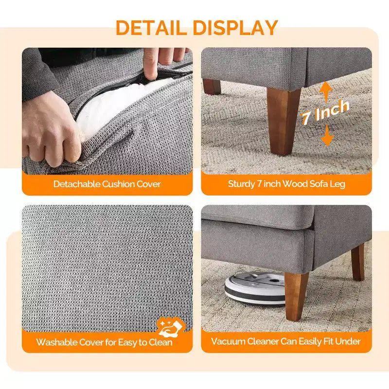 Karl Home |29 inch Wide T-Cushion Polyester Solid Wood Accent Chair