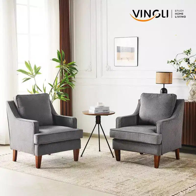 Karl Home |29 inch Wide T-Cushion Polyester Solid Wood Accent Chair
