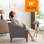 Karl Home |29 inch Wide T-Cushion Polyester Solid Wood Accent Chair