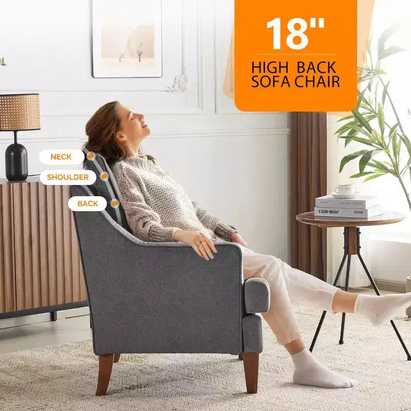 Karl Home |29 inch Wide T-Cushion Polyester Solid Wood Accent Chair
