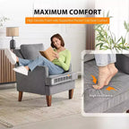Karl Home |29 inch Wide T-Cushion Polyester Solid Wood Accent Chair