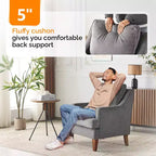 Karl Home |29 inch Wide T-Cushion Polyester Solid Wood Accent Chair