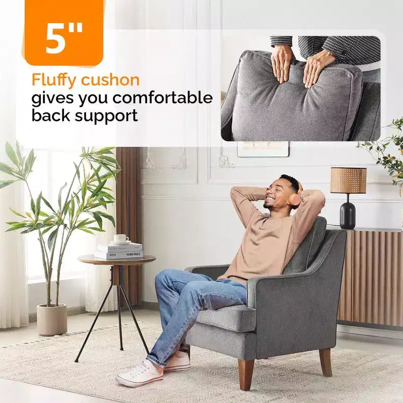 Karl Home |29 inch Wide T-Cushion Polyester Solid Wood Accent Chair