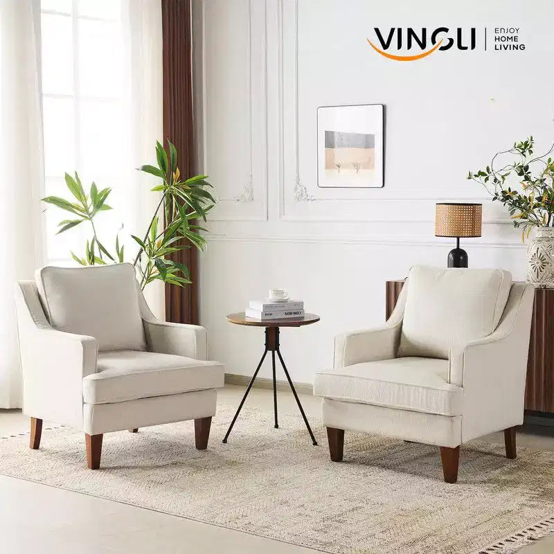 Karl Home |29 inch Wide T-Cushion Polyester Solid Wood Accent Chair