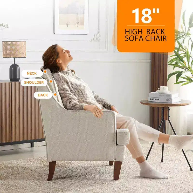 Karl Home |29 inch Wide T-Cushion Polyester Solid Wood Accent Chair