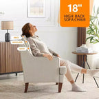 Karl Home |29 inch Wide T-Cushion Polyester Solid Wood Accent Chair