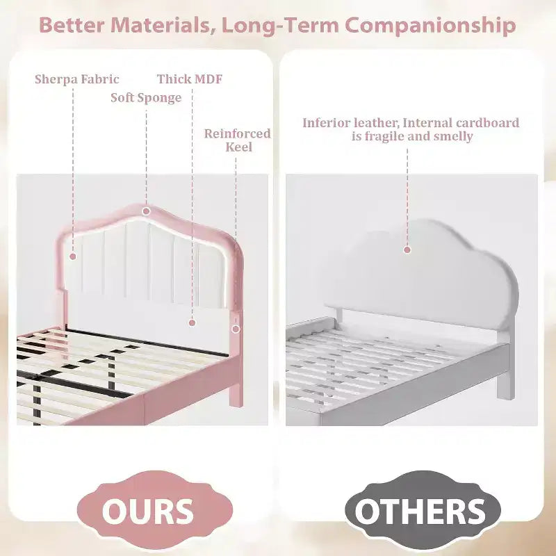 Twin Upholstered Bed Frame with Storage Drawer and Smart Led Headboard, Wooden Slats Support, No Box Spring Needed, Easy Assembly