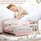 Twin Upholstered Bed Frame with Storage Drawer and Smart Led Headboard, Wooden Slats Support, No Box Spring Needed, Easy Assembly