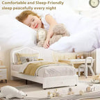 Twin Upholstered Bed Frame with Storage Drawer and Smart Led Headboard, Wooden Slats Support, No Box Spring Needed, Easy Assembly