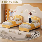 Twin Upholstered Bed Frame with Storage Drawer and Smart Led Headboard, Wooden Slats Support, No Box Spring Needed, Easy Assembly