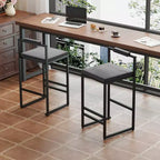 MAYEERTY Set of 2 Velvet Upholstered Bar Stools Counter Height With Footrest Backrest Modern Dining Chairs Black Gray
