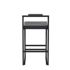 MAYEERTY Set of 2 Velvet Upholstered Bar Stools Counter Height With Footrest Backrest Modern Dining Chairs Black Gray