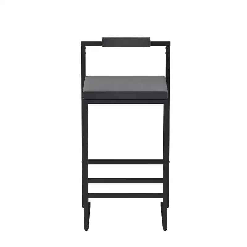 MAYEERTY Set of 2 Velvet Upholstered Bar Stools Counter Height With Footrest Backrest Modern Dining Chairs Black Gray