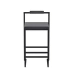 MAYEERTY Set of 2 Velvet Upholstered Bar Stools Counter Height With Footrest Backrest Modern Dining Chairs Black Gray