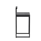 MAYEERTY Set of 2 Velvet Upholstered Bar Stools Counter Height With Footrest Backrest Modern Dining Chairs Black Gray