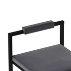 MAYEERTY Set of 2 Velvet Upholstered Bar Stools Counter Height With Footrest Backrest Modern Dining Chairs Black Gray