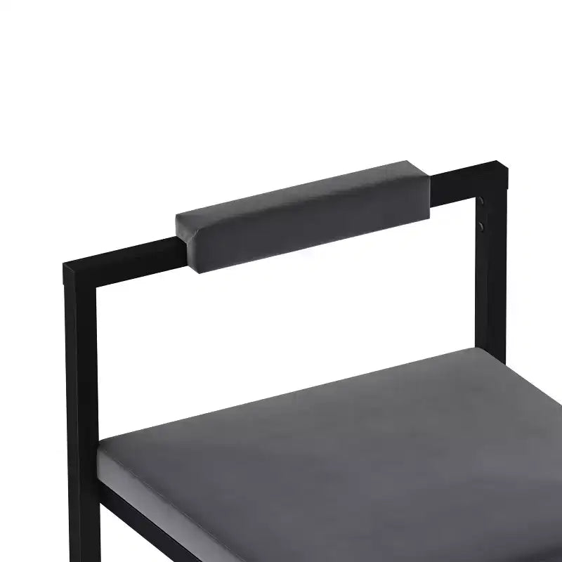 MAYEERTY Set of 2 Velvet Upholstered Bar Stools Counter Height With Footrest Backrest Modern Dining Chairs Black Gray