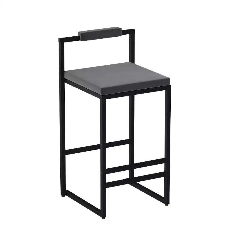 MAYEERTY Set of 2 Velvet Upholstered Bar Stools Counter Height With Footrest Backrest Modern Dining Chairs Black Gray